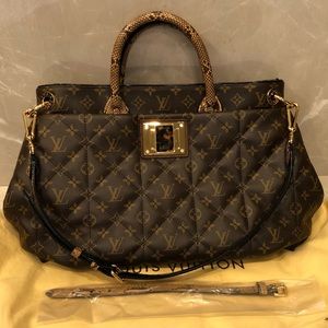 Louis Vuitton Python & Ostrich Trimmed Tote GM
